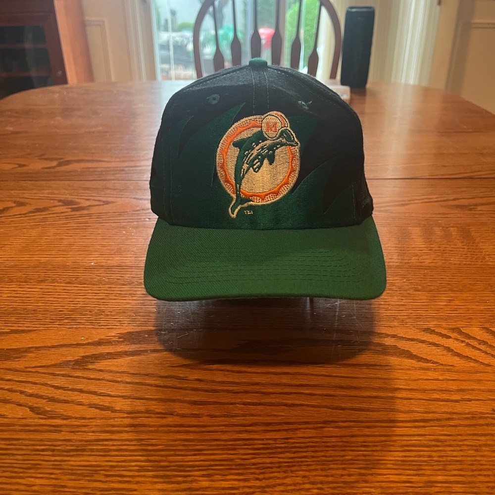 RARE vintage logo athletic Miami dolphins‎ shark tooth snap back hat